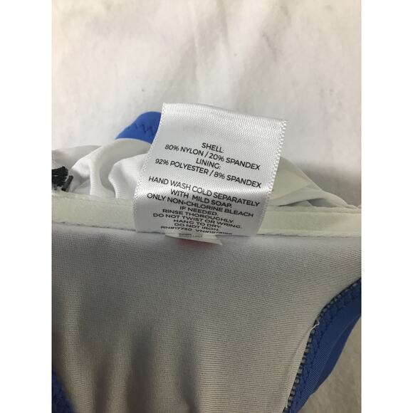 SHADE & SHORE XL 16-18 Blue Twist-Front Keyhole Strappy Swim Bikini Top NWT b144 - Picture 7 of 9